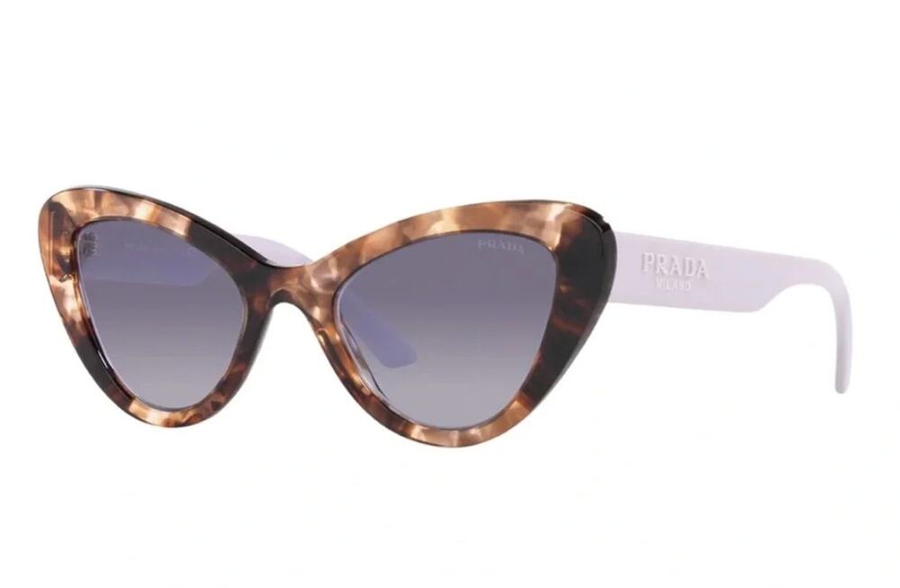 Prada SPR 13Y Cat Eye Sunglasses Tortoise Crystal Gray Gradient Full Set